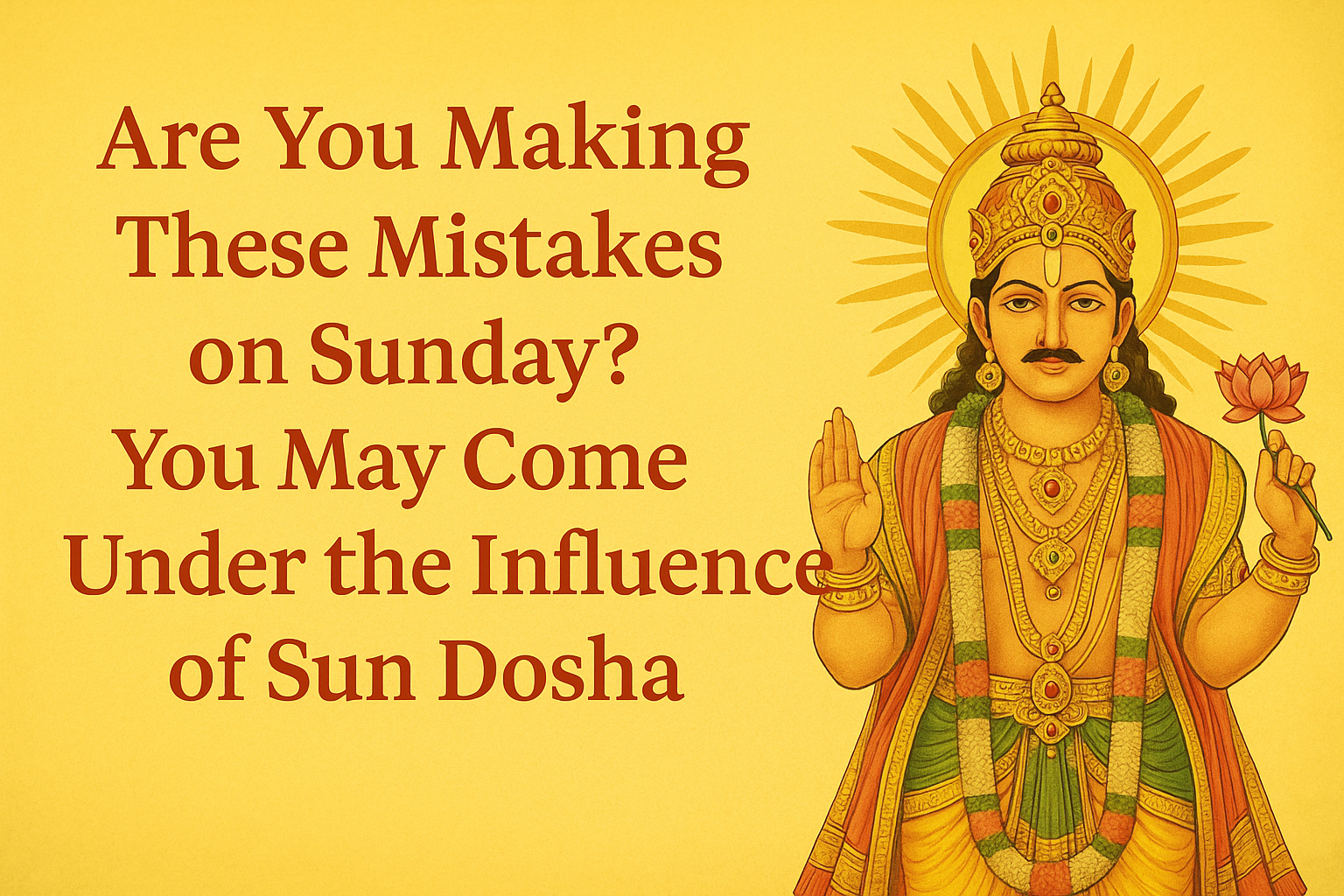 Are You Making These Mistakes on Sunday You May Come Under the Influence of Sun Dosha