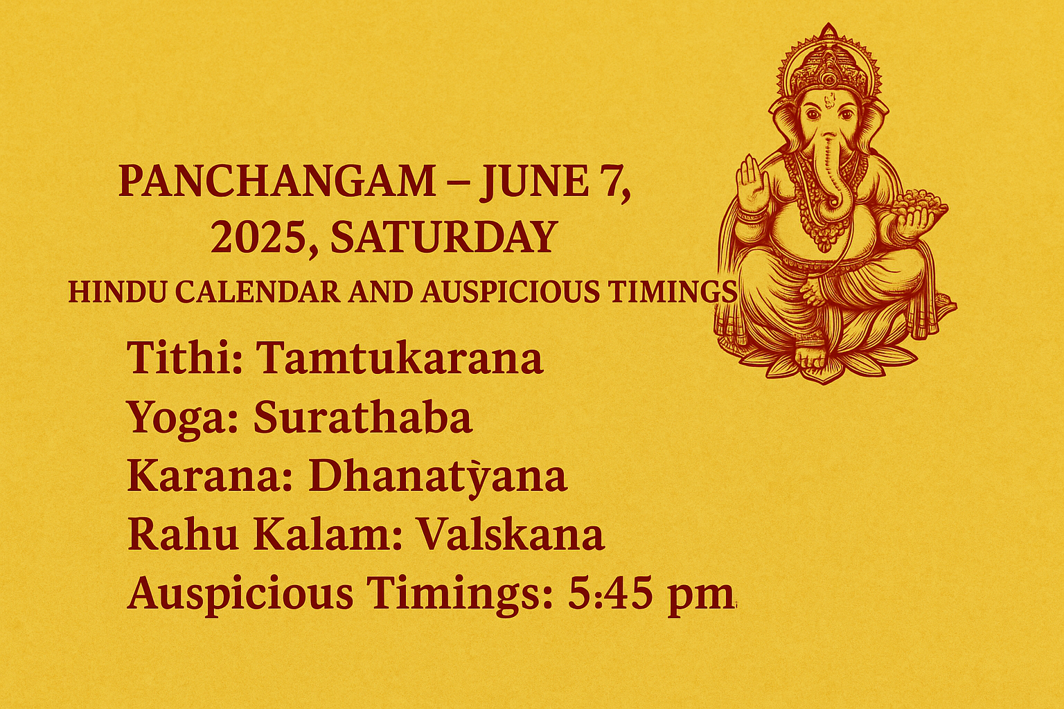 Panchangam – June 7, 2025, Saturday