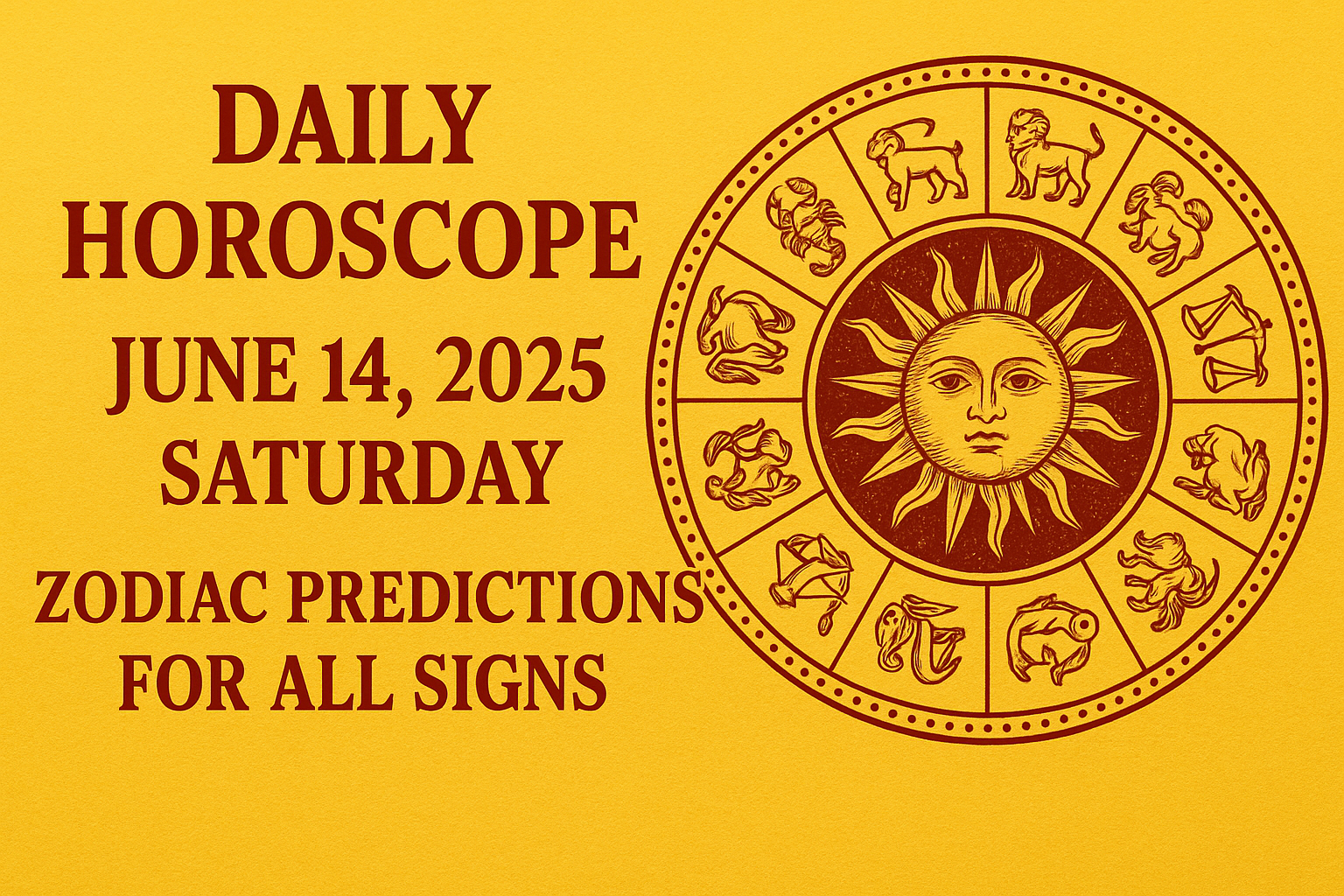 Daily Horoscope – June 14, 2025 Saturday Zodiac Predictions for All Signs