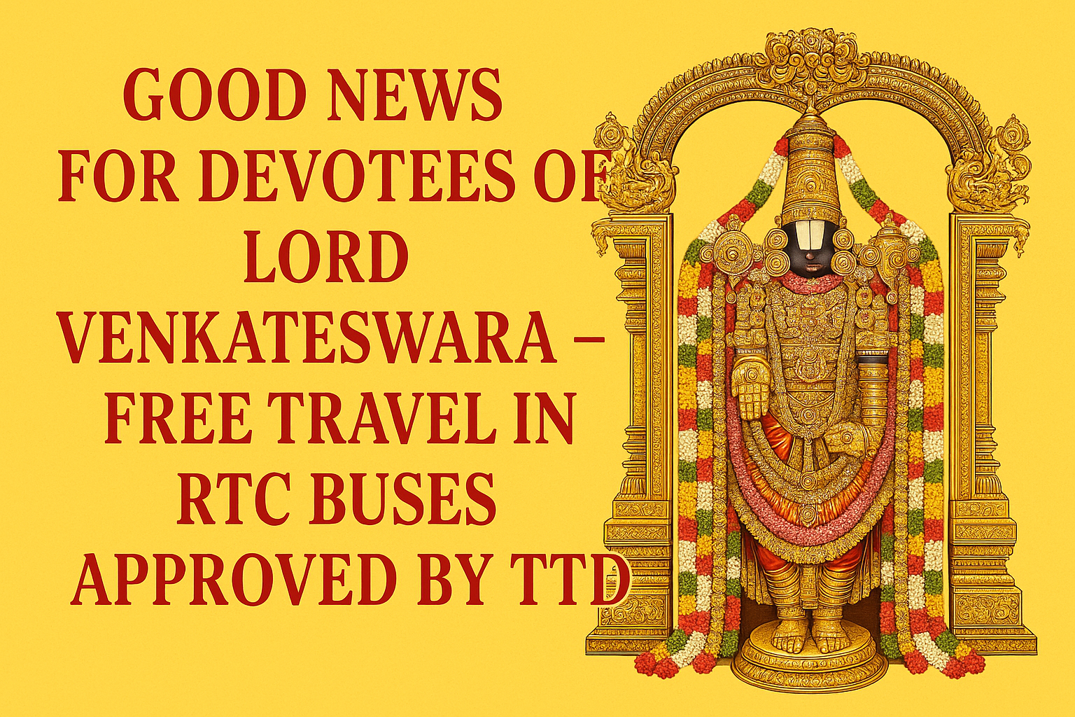 Good News for Devotees of Lord Venkateswara – Free Travel in RTC Buses Approved by TTD