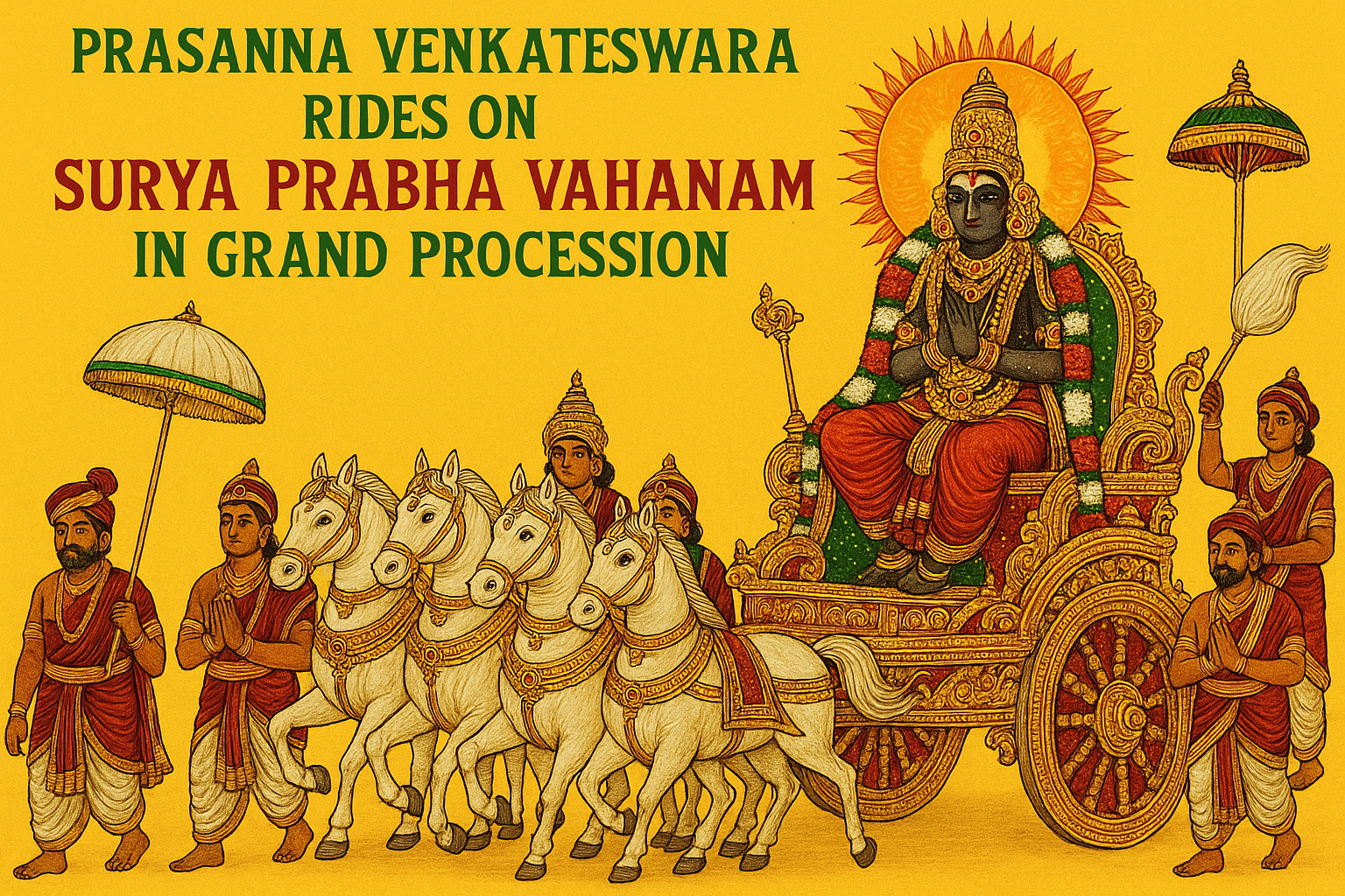 Prasanna Venkateswara Rides on Surya Prabha Vahanam in Grand Procession