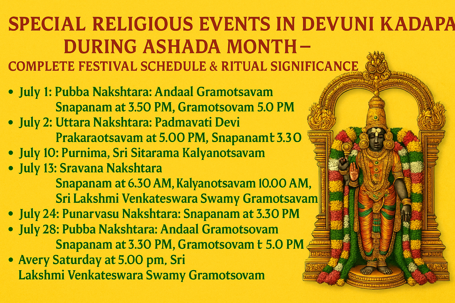 Special Religious Events in Devuni Kadapa During Ashada Month – Complete Festival Schedule