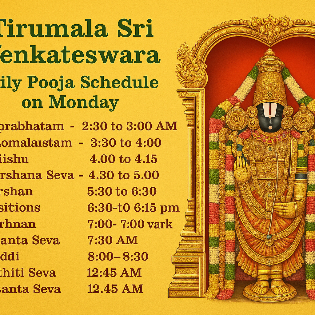 Sri Venkateswara Temple Seva Timings