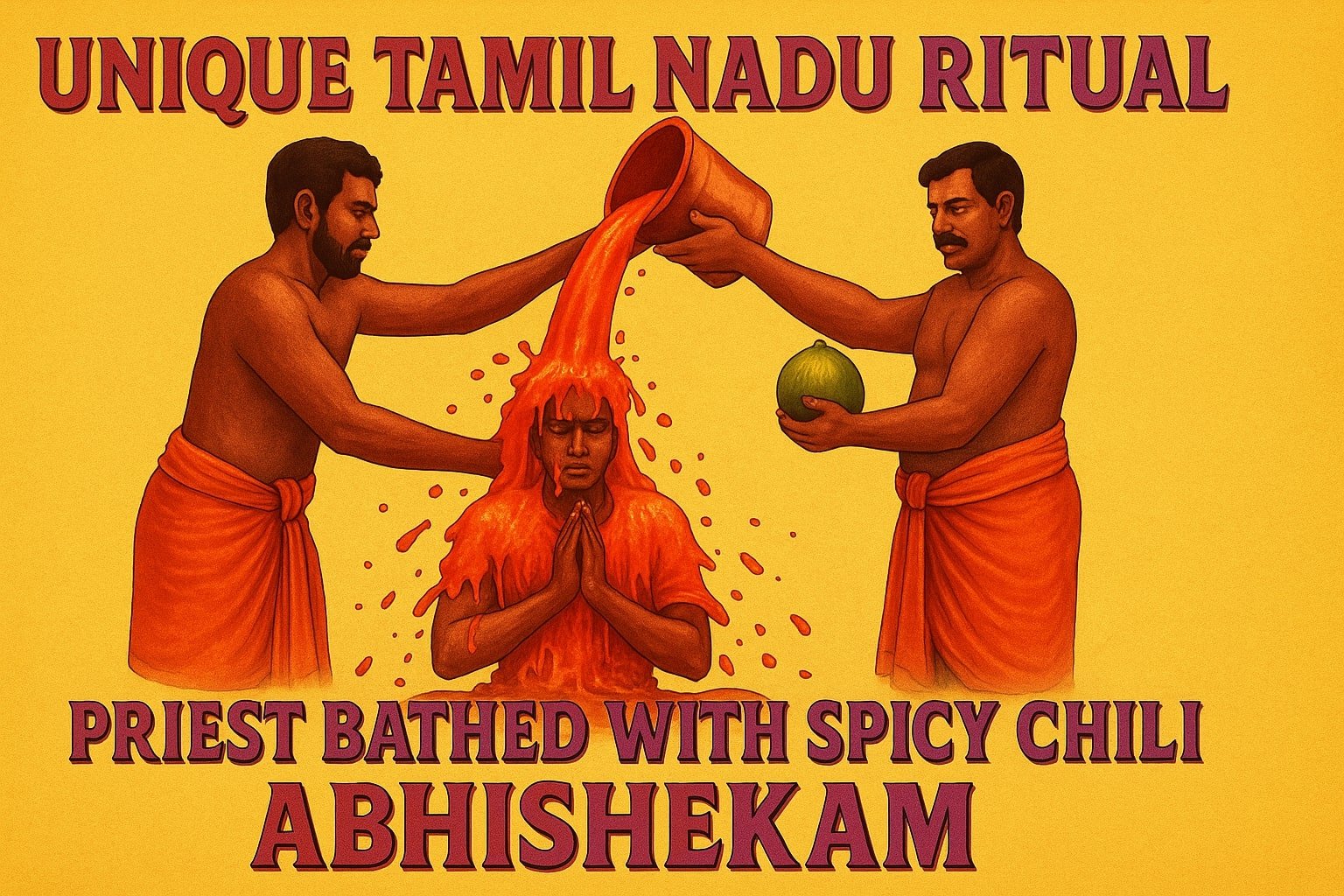 తమిళనాడులో వింత ఆచారం – పూజారికి కారం నీళ్లతో అభిషేకం