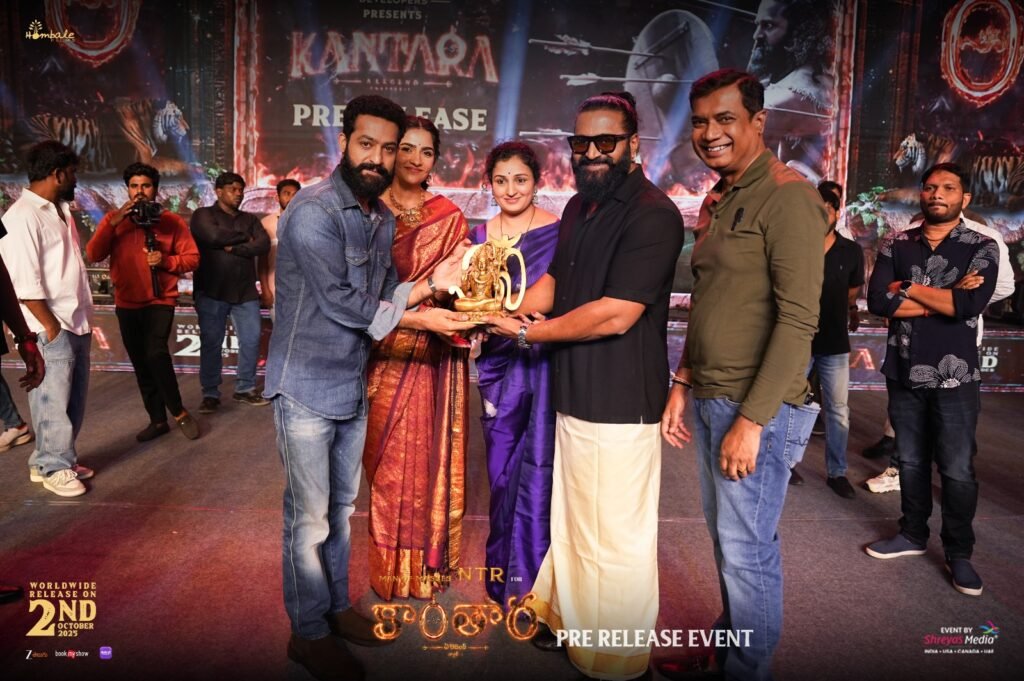 Rishab, Tarak & Rukmini At Kantara Telugu Event