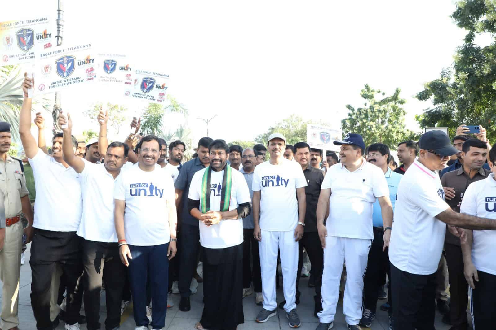Megastar Chiranjeevi Joins “Run for Unity” in Hyderabad, Honours Sardar Vallabhbhai Patel