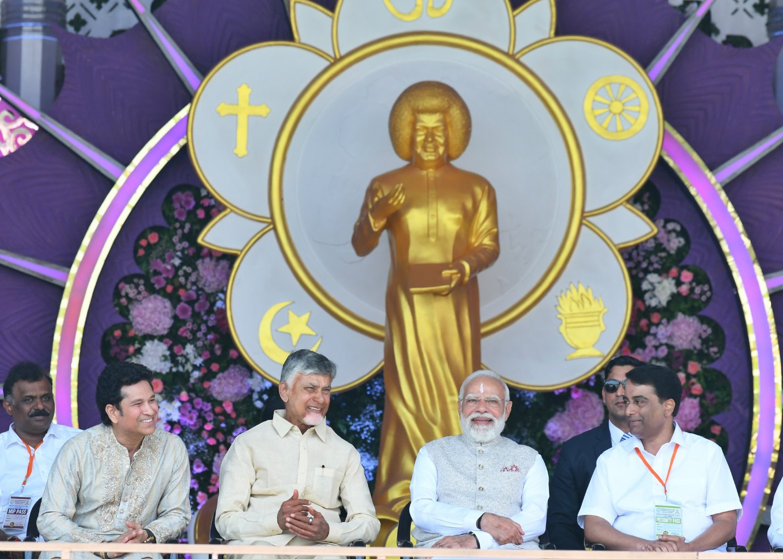 PM Modi, Chandrababu Naidu, Pawan Kalyan, Sachin Tendulkar & Aishwarya Rai Attend Sri Sathya Sai Baba Birth Centenary Celebrations – Gallery