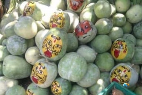 Pumpkin hanging at home entrance