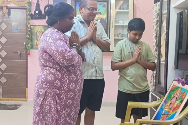 We Are the Children of Bharat Mata Vizianagaram Family Performs Bharat Mata Puja at Home