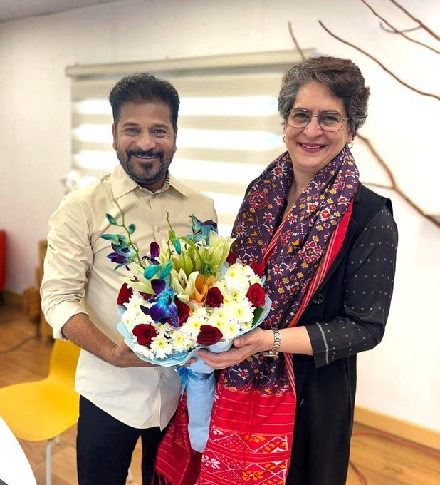 తెలంగాణ మున్సిపల్ విజయంపై ప్రియాంక గాంధీ అభినందనలు… రేవంత్ రెడ్డితో ఢిల్లీలో భేటీ