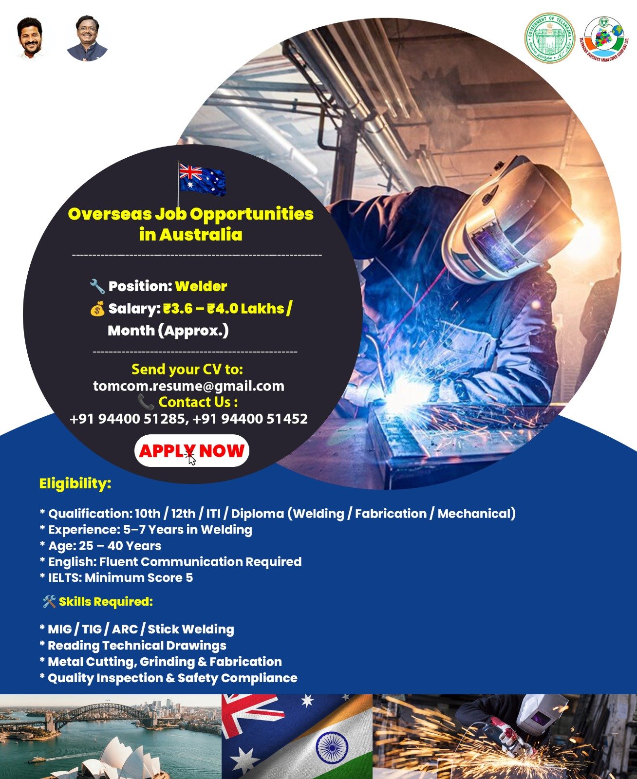 ఆస్ట్రేలియాలో భారీ జీతంతో వెల్డర్ ఉద్యోగాలు.. నెలకు రూ.4 లక్షల వరకు సంపాదించే అద్భుత అవకాశం..!