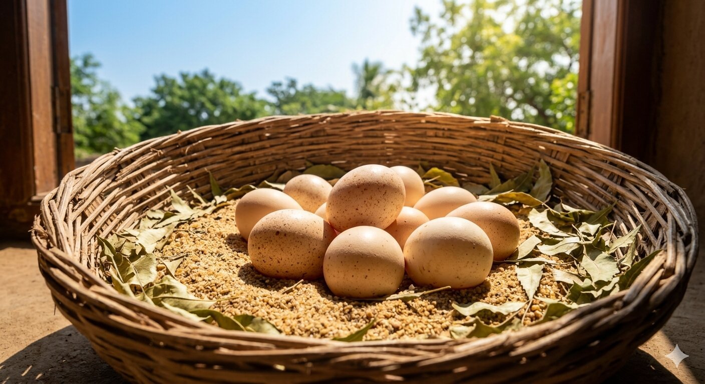 Hatching Country Chicken Eggs in Summer
