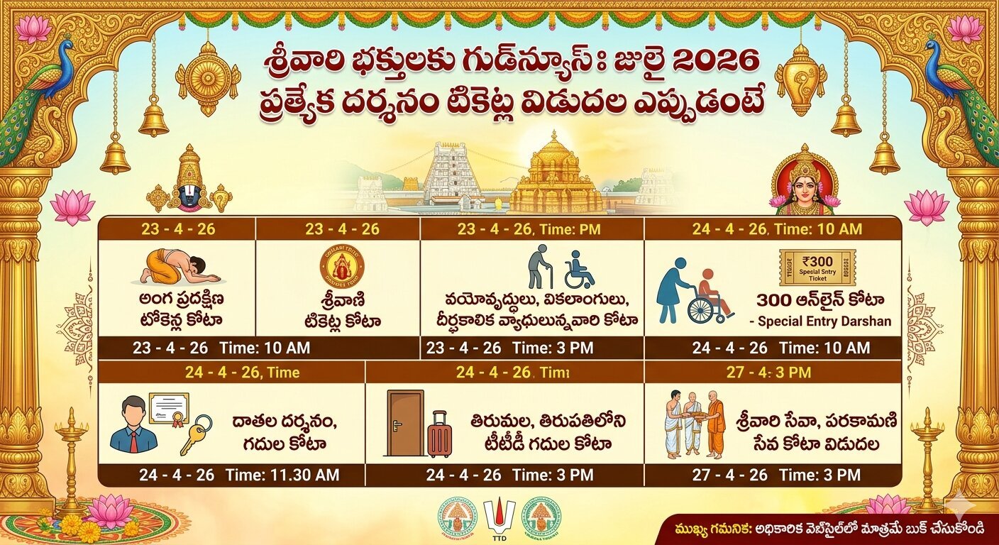 Tirumala July 2026 Darshan Tickets
