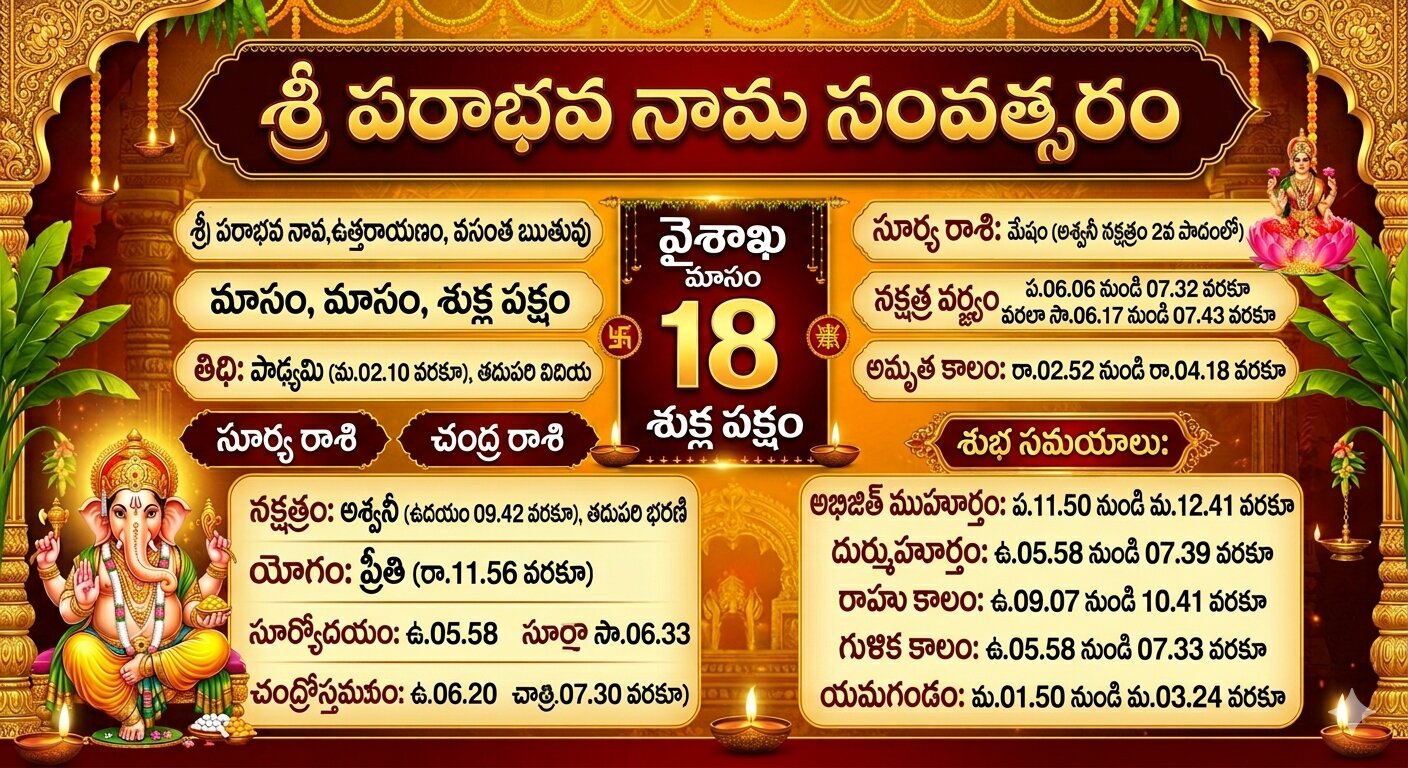 Today Panchangam Vaishakha Masam